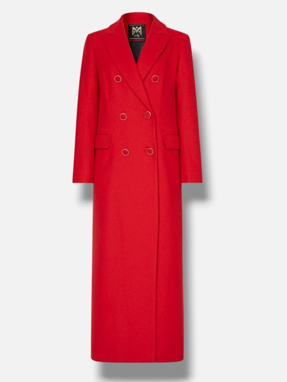 Milly Women's Red Wool-Blend Double-Breasted Coat Size XL